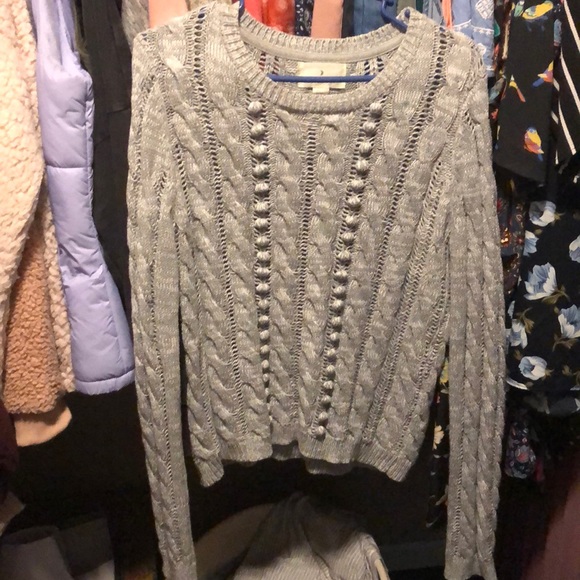 Pom Pom Gray Knit Sweater🧶 - Picture 1 of 5